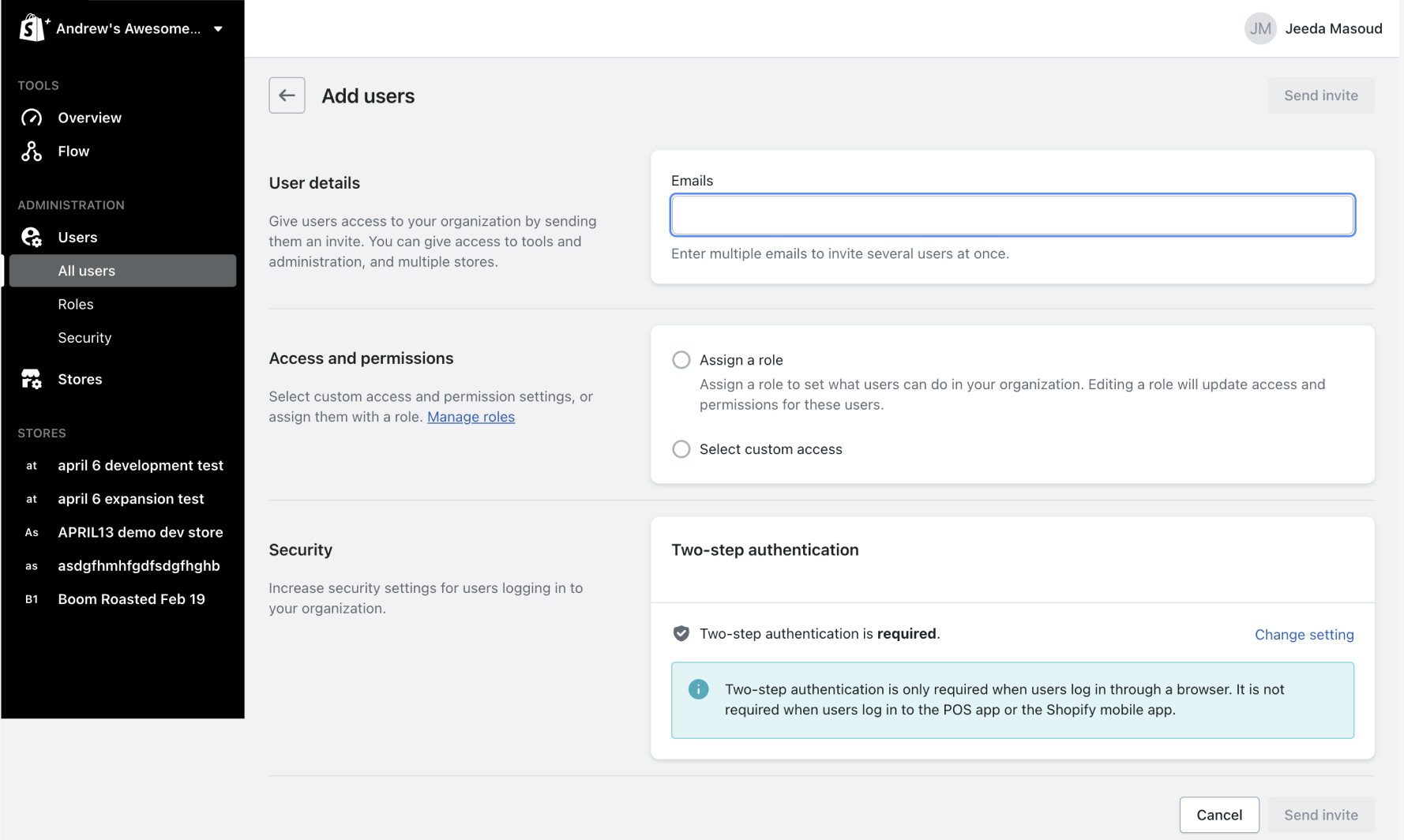 Shopify Plus Admin — original state